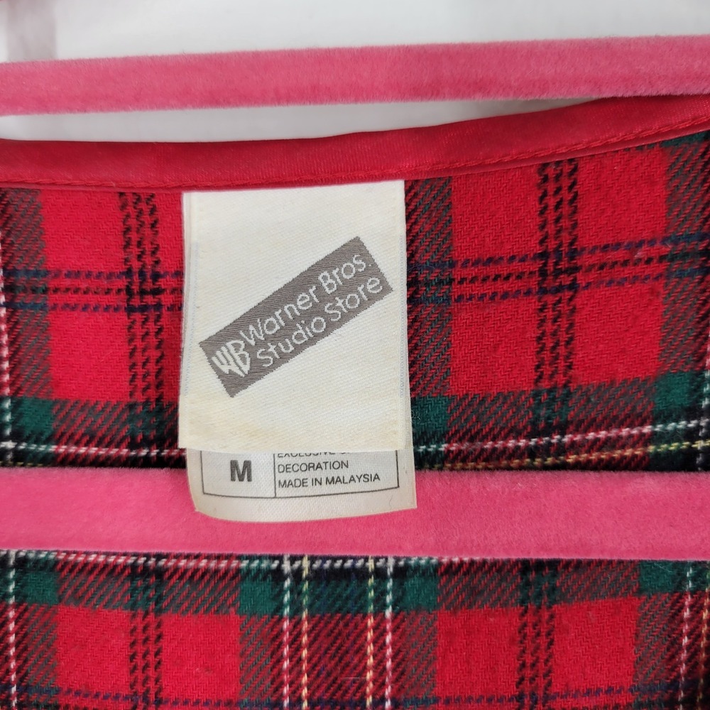 Vintage 1999 Warner Bros Looney Tweety  Flannel Plaid Sleep Pajama Dress‎ MED - Picture 6 of 7